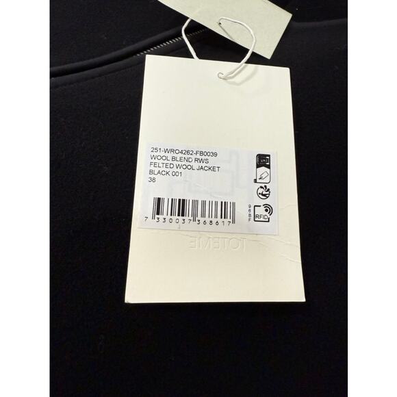 Toteme Felted Wool Zip Up Jacket Black 38 Medium Black - Picture 4 of 8